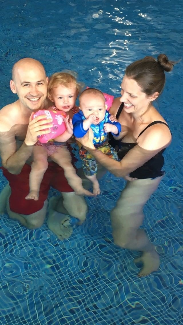 Lucy and her husband Aaron with their two children.