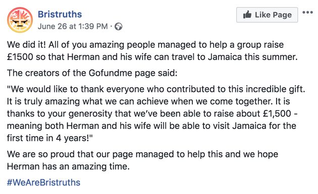 A Facebook page linked to Bristol University thanked students for donating money to send Herman on vacation