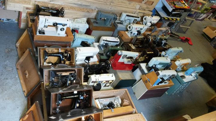 A selection of sewing machines that have been saved from landfill by The ReUsers.