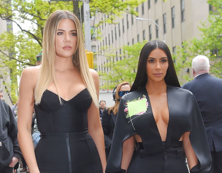 Kim Kardashian and Khloe Kardashian are seen out in New York City in 2017. 