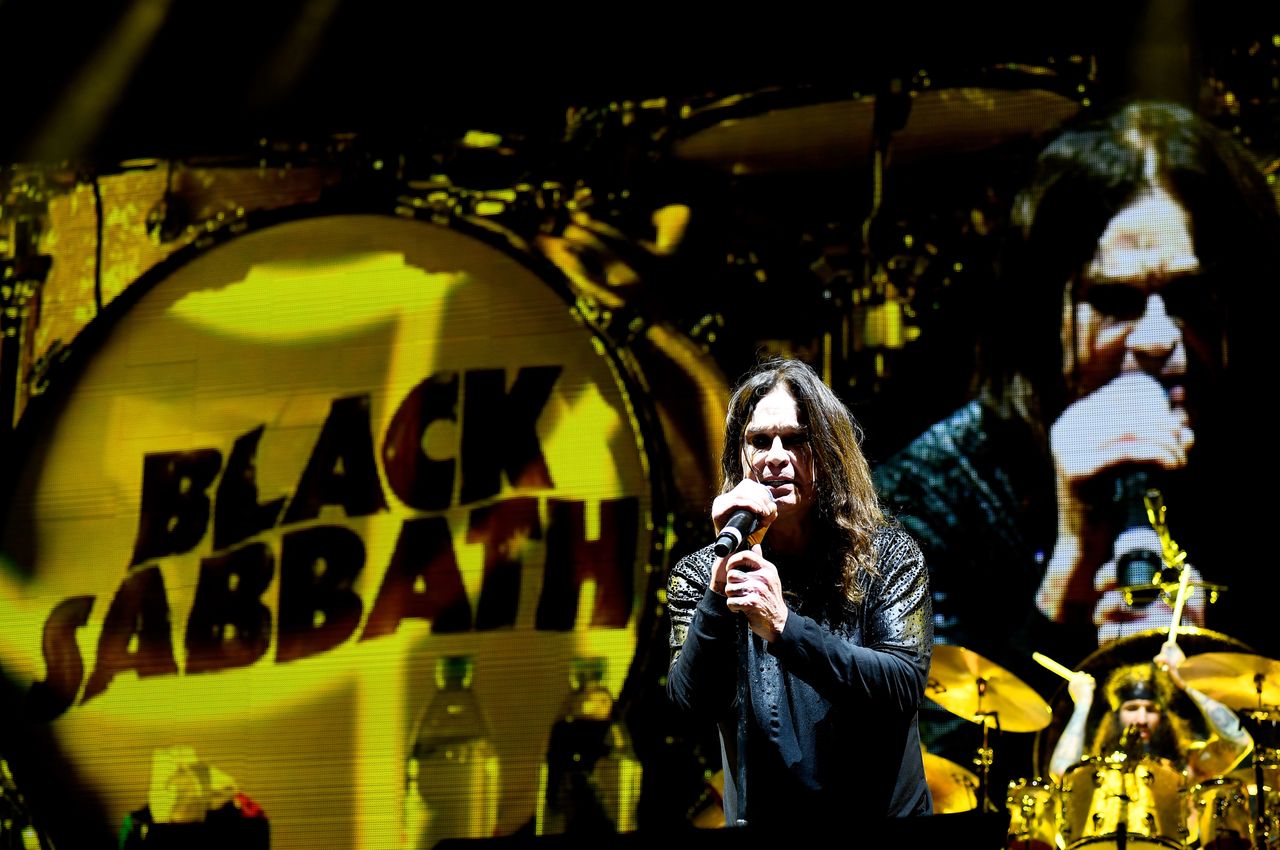 Ozzy on stage with Black Sabbath