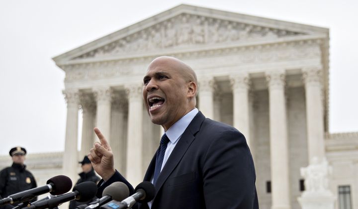 Sen. Cory Booker (D-N.J.) says the president may have a potential conflict of interest by picking a Supreme Court justice while he's under investigation. 