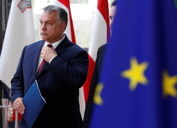 Hungarian Prime Minister Viktor Orban arrives at the European Union summit in Brussels on June 28, 2018.