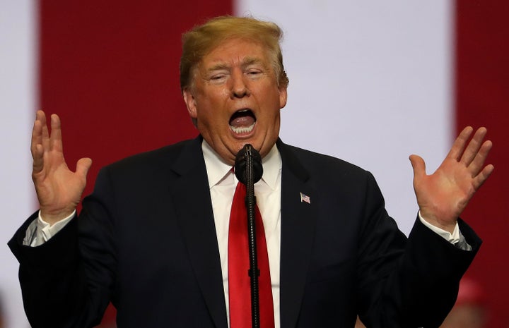 Donald Trump speaks to supporters at a rally in Fargo, North Dakota, on Wednesday.