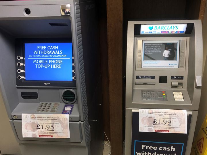 MPs reminded that free-to-use cash machines are a privilege their constituents often do not enjoy with notes left by Labour MP Ged Killen who is campaigning on the issue