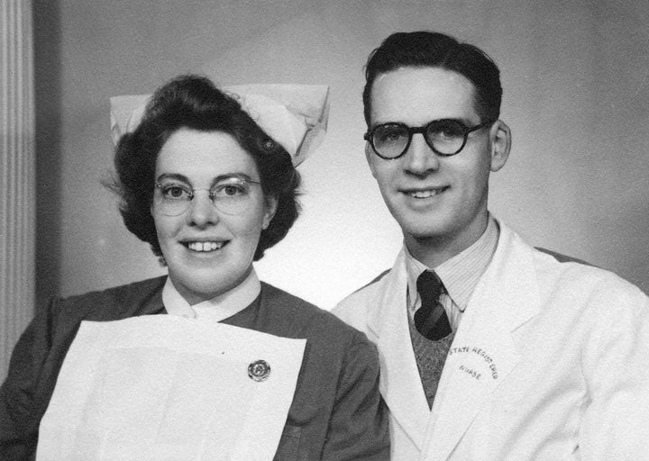 Eric and Edith in their nurses uniform.