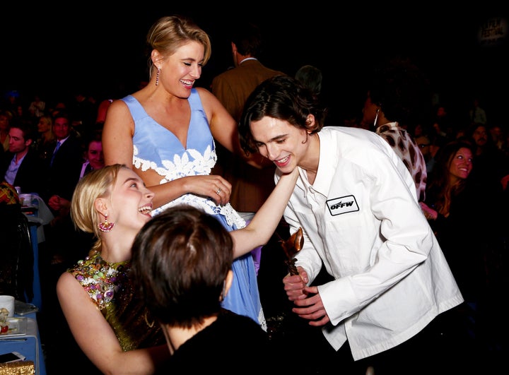 Greta Gerwig (center) previously directed Saoirse Ronan (left) and Timothée Chalamet (right) in “Lady Bird,” one of 2017′s most critically lauded movies.