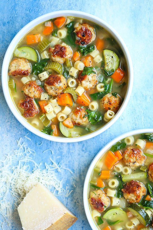 <strong>Get the&nbsp;<a href="https://damndelicious.net/2018/06/18/summer-minestrone-with-turkey-meatballs/" target="_blank">