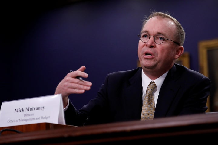 Office of Management and Budget Director Mick Mulvaney testifies before the House Appropriations subcommittee on Capitol Hill on April 18.