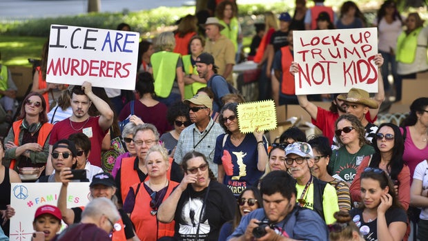 LOS ANGELES, CA - JUNE 28:  Rally signs at The Women's March LA Rally for Families Belong Together - A Day of Action at Los Angeles City Hall on June 28, 2018 in Los Angeles, California.  (Photo by Rodin Eckenroth/Getty Images)
