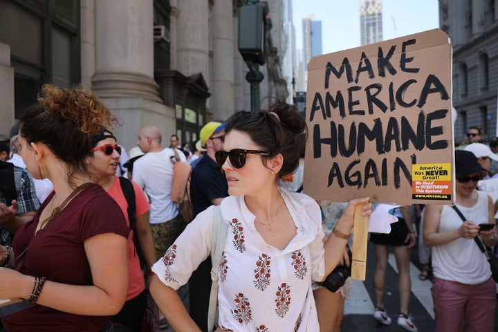 NEW YORK, NY - JUNE 30: Thousands of people march in support of families separated at the U.S.-Mexico border on June 30, 2018