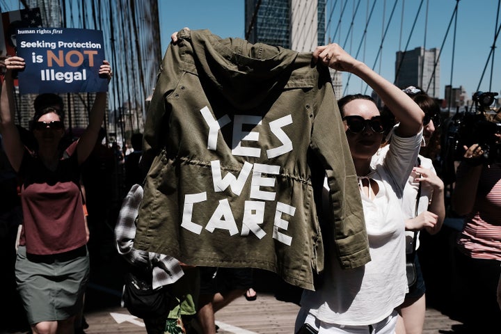   NEW YORK, NY - JUNE 30: Thousands of people demonstrate in favor of separated families on the US-Mexico border on June 30, 2018 