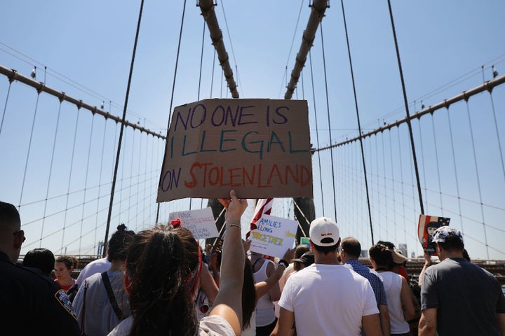 NEW YORK, NY - JUNE 30: Thousands of people march in support of families separated at the U.S.-Mexico border on June 30, 2018 in New York, New York. Across the country marches under the banner 'Families Belong Together' are being held to demand that the Trump administration reunite thousands of immigrant children who have been separated from their families after crossing into the United States. (Photo by Spencer Platt/Getty Images)