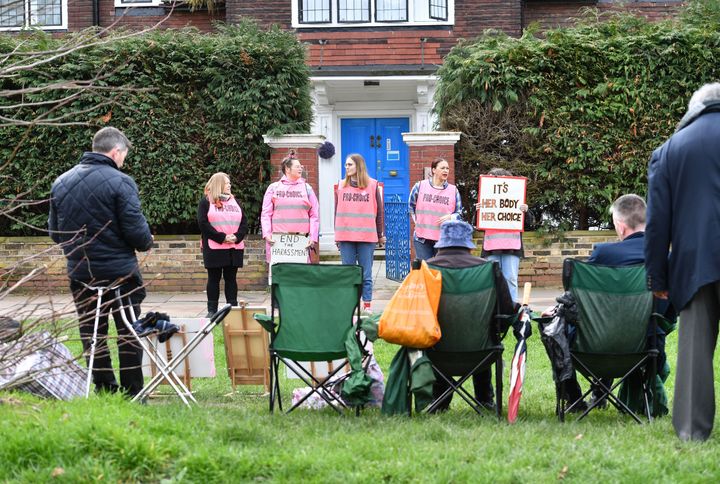 Protesters outside a Marie Stopes clinic in Ealing 