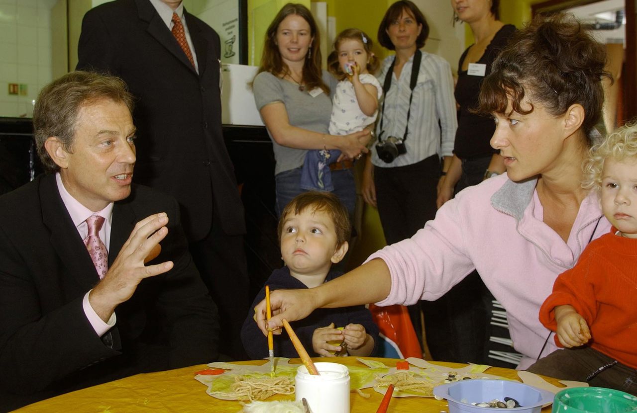 <strong>Tony Blair launches the first SureStart Children's Centre in London the 1990s</strong>