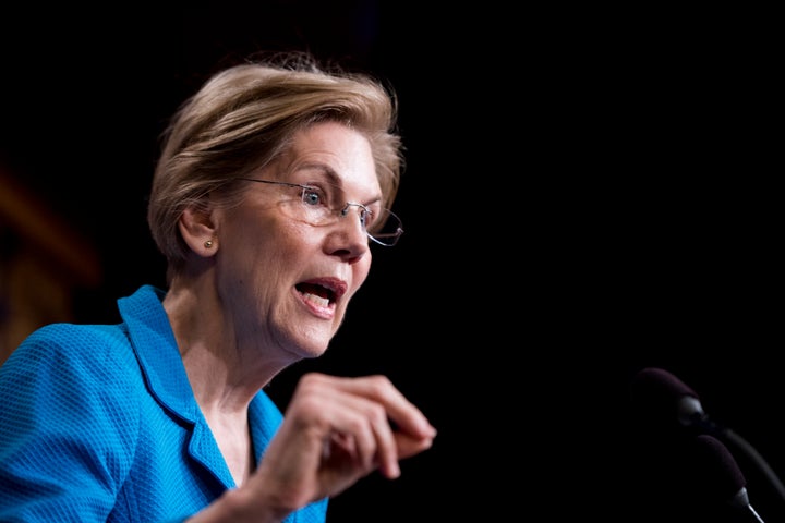 Sen. Elizabeth Warren (D-Mass.) holds a news conference in the Capitol on March 6. She is one of 10 Democratic senators who have sent a letter to government agencies requesting detailed information on families who were separated while crossing the U.S.-Mexico border.