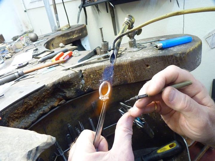 A Victoria James ring being crafted.