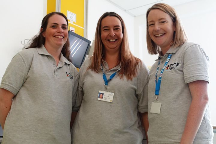 Jo Shellum (centre) with Noah's Star volunteers Gemma (left) and Katie (right).