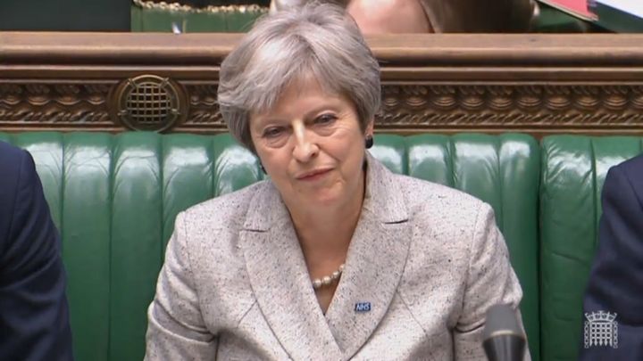 Prime Minister Theresa May listens to Labour leader Jeremy Corbyn in the House of Commons.