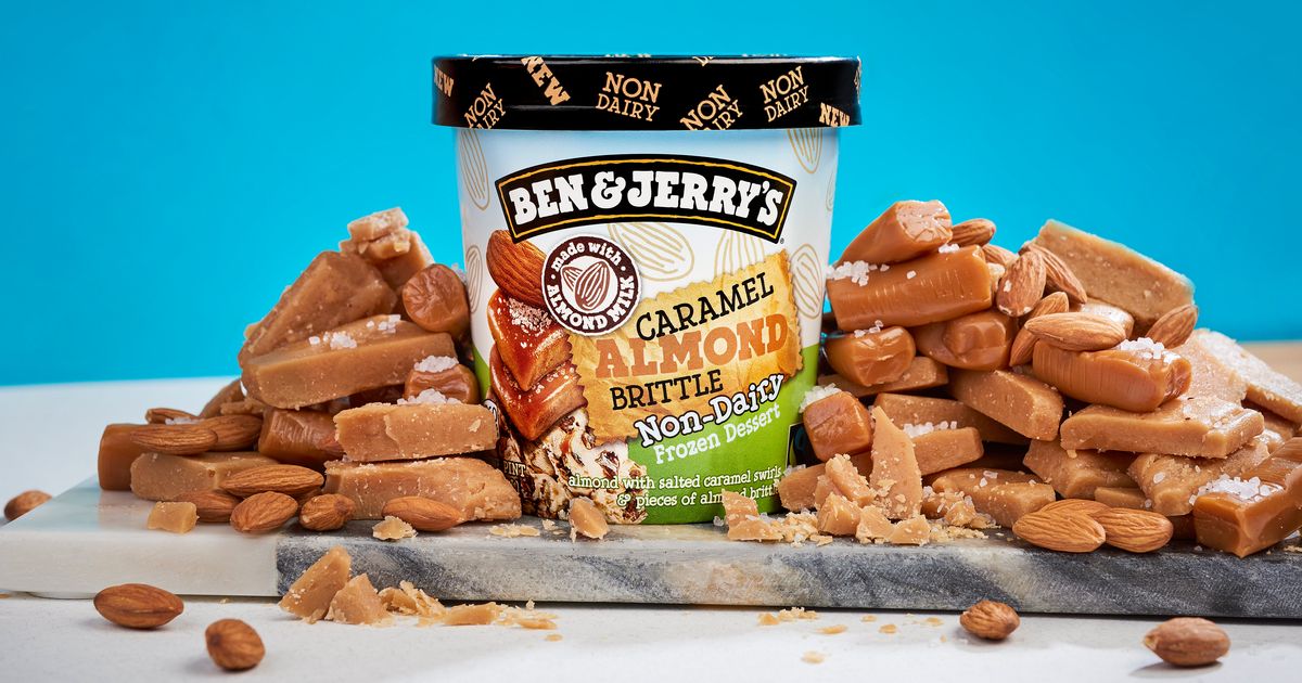 Ben jerrys salted caramel core. Бриттл. Brittle карамель. Ben Jerry Vegan Almond.