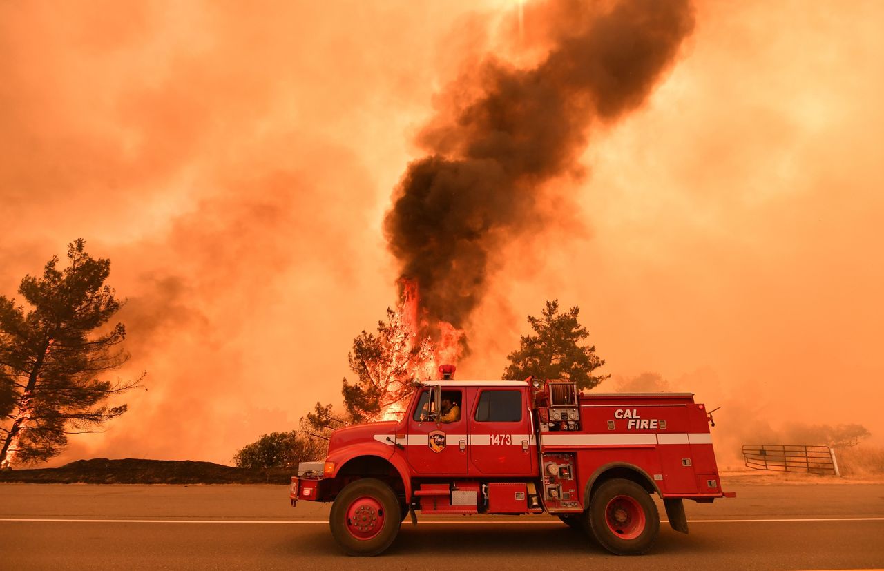 Thousands of firefighters are battling the County fire near Clearlake Oaks, Calif.