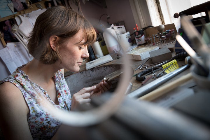 Kate Smith at work in her studio.