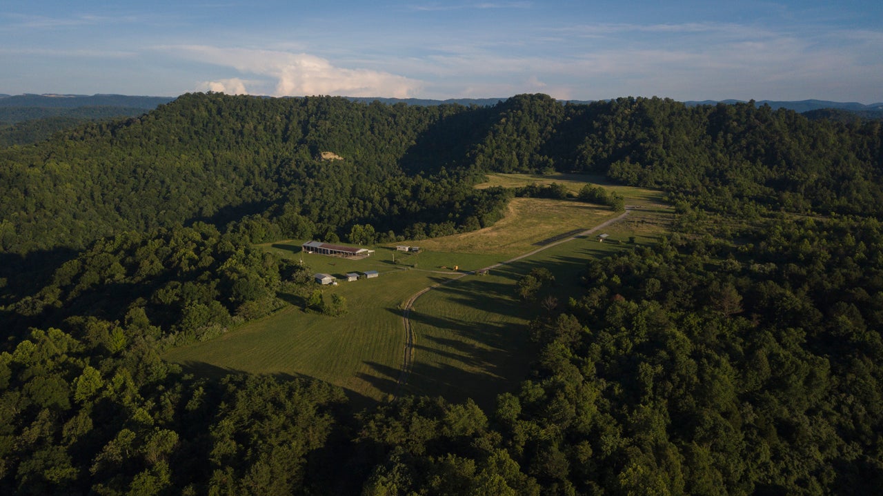 A view of the flattened mountain top where the new federal prison is planned to be built.