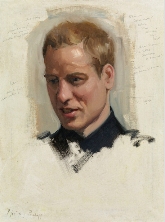 The preliminary sketch of Prince William. 