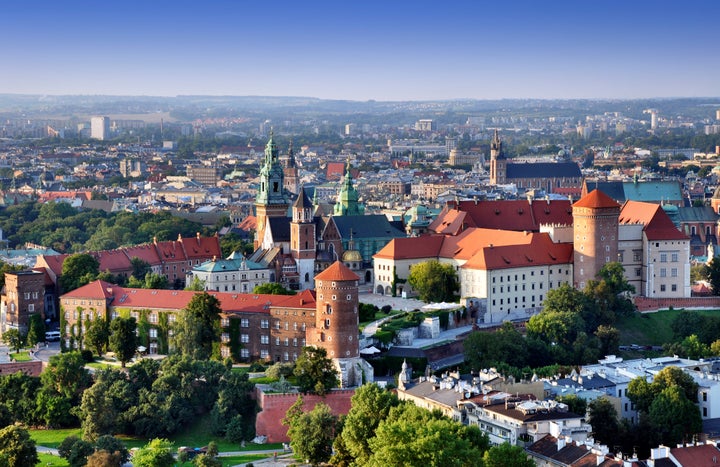 Aerial view of Krakow, Poland.