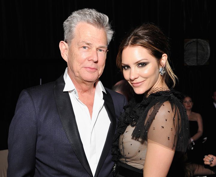 David Foster and Katharine McPhee attend the 26th annual Elton John AIDS Foundation Academy Awards in 2018.