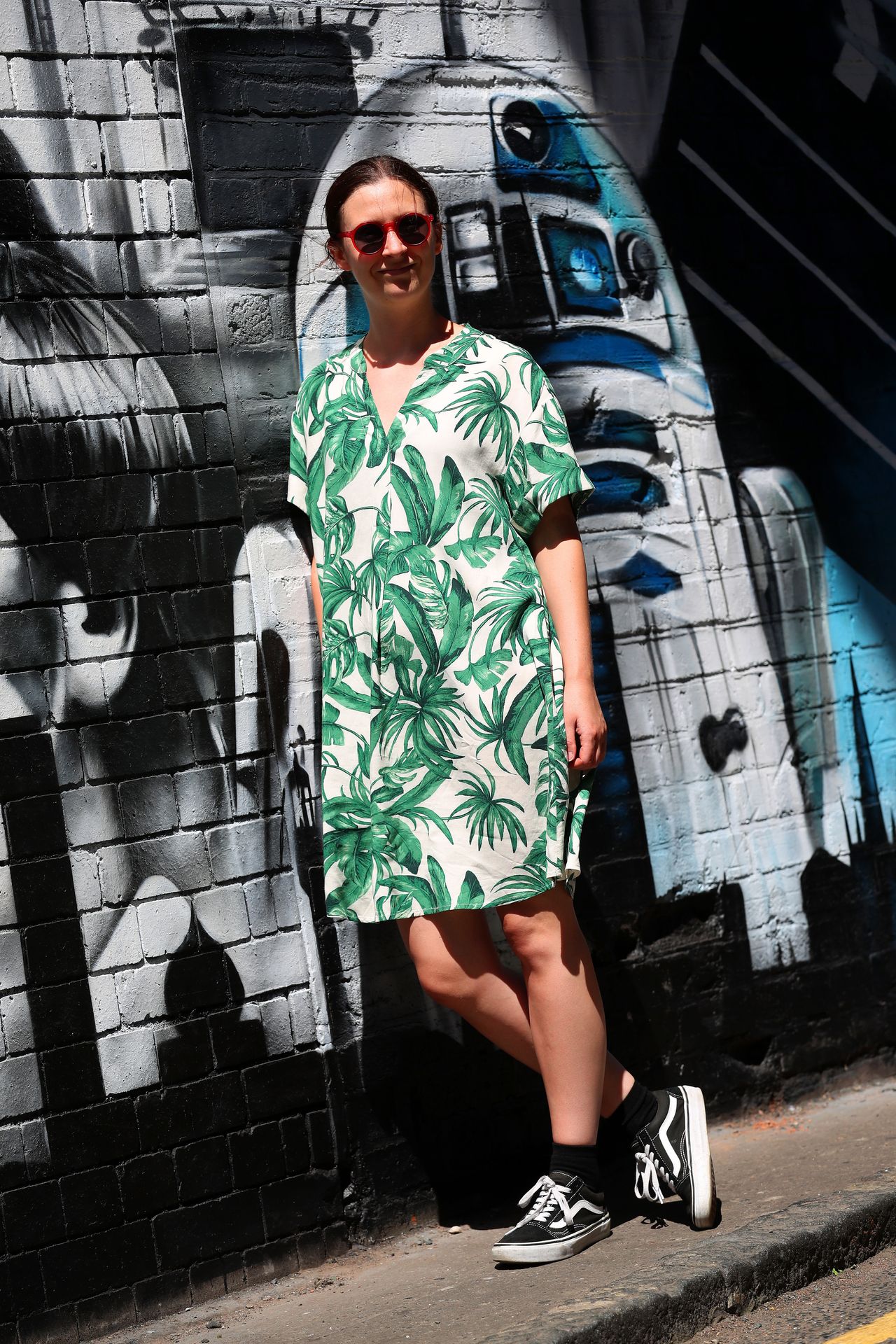 Becky Dore wears a botanical print.