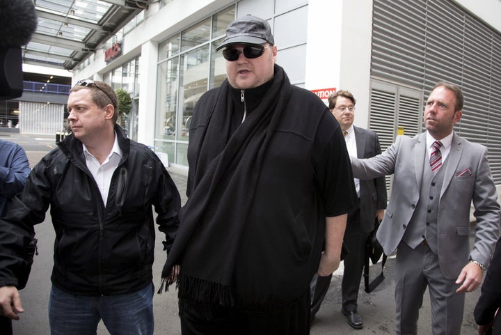 German tech entrepreneur Kim Dotcom arriving for a court hearing in Auckland, New Zealand, September 24, 2015.