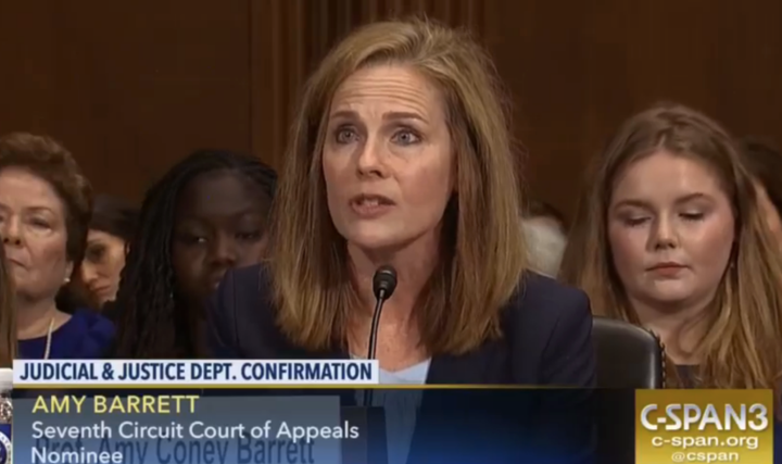 Amy Coney Barrett at her Senate confirmation hearing in 2017.