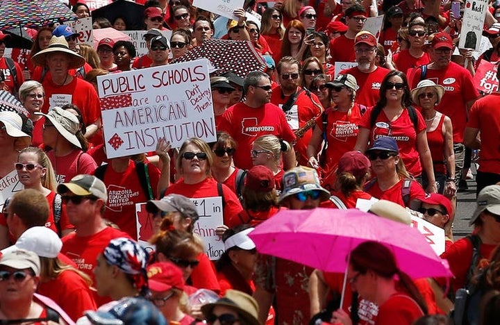 Arizona teachers striking in April.