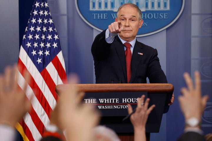 Pruitt takes questions from reporters in June 2017. He was known for shutting journalists out of crucial meetings.