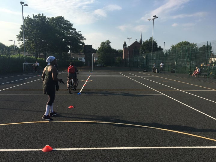 In the skills session we meandered in and out of cones to learn to control our bikes.