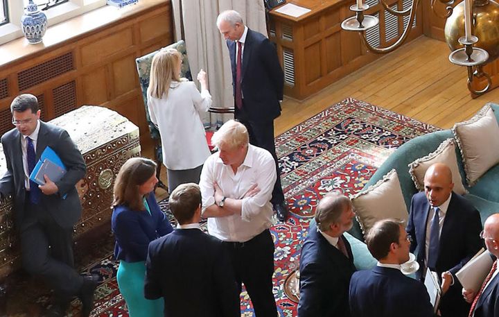 Boris Johnson among Cabinet ministers during the talks at Chequers