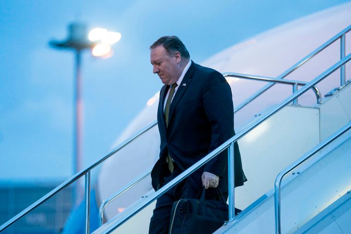 U.S. Secretary of State Mike Pompeo arrives at Haneda Airport in Tokyo on July 7, 2018.