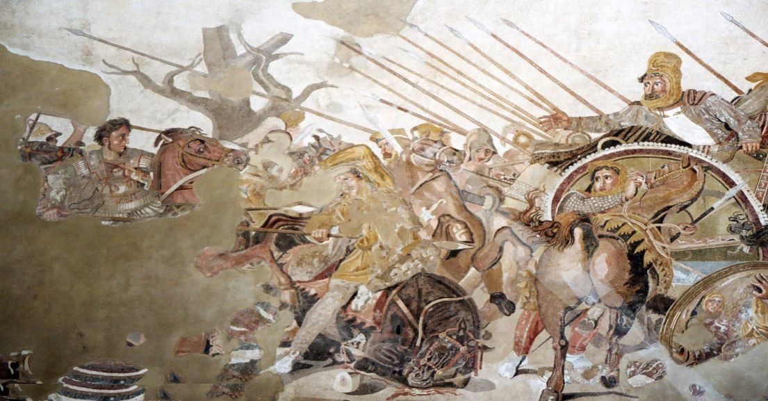 Το μωσαϊκό της μάχης της Ισσού το 333 π.Χ. μεταξύ Αλέξανδρου και Δαρείου ΙΙΙ της Περσίας που βρισκόταν στην Οικία του Φαύνου