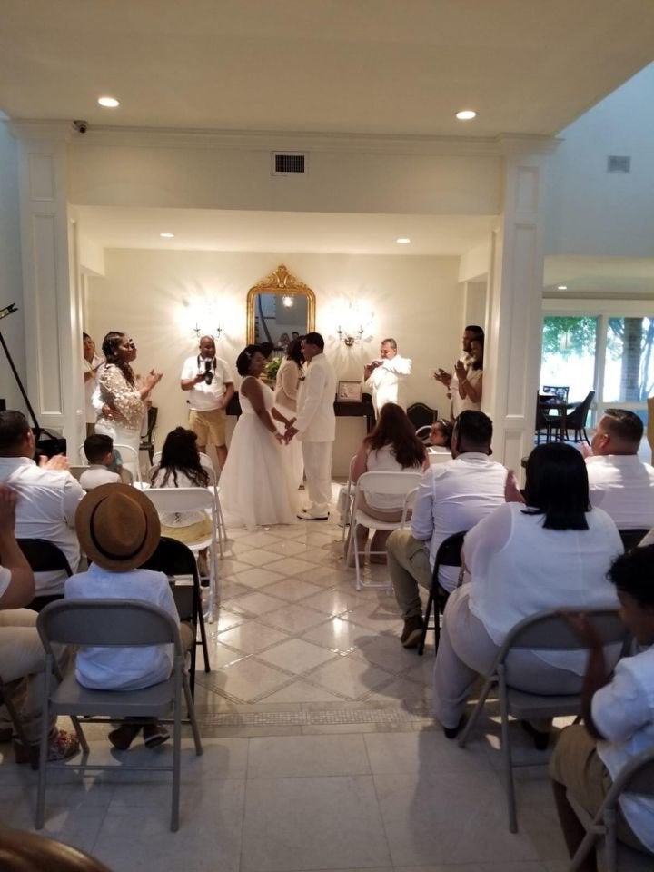 The Strunks set up this room for the ceremony in just 10 minutes. 