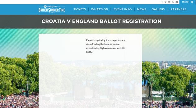 The BST Hyde Park website was struggling to cope with the amount of registrations it received with the registration page failing to load