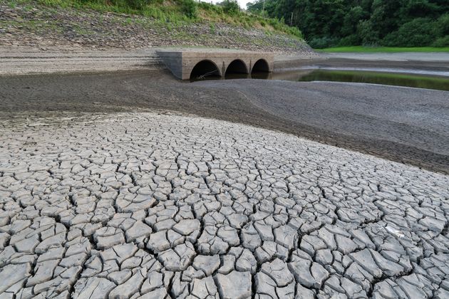 The dried up Wayoh Reservoir near Manchester 