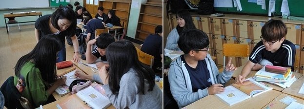 지난 7월2일 덕양중학교 1학년 3반 교실에서 조경애 교사의 ’토론하는 수학’ 수업이 진행됐다. 