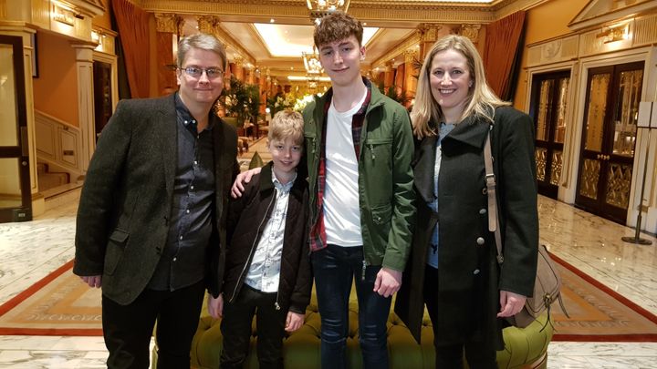 Jack and mum Vicky, dad Ricky and brother Joe at The Dorchester Hotel.