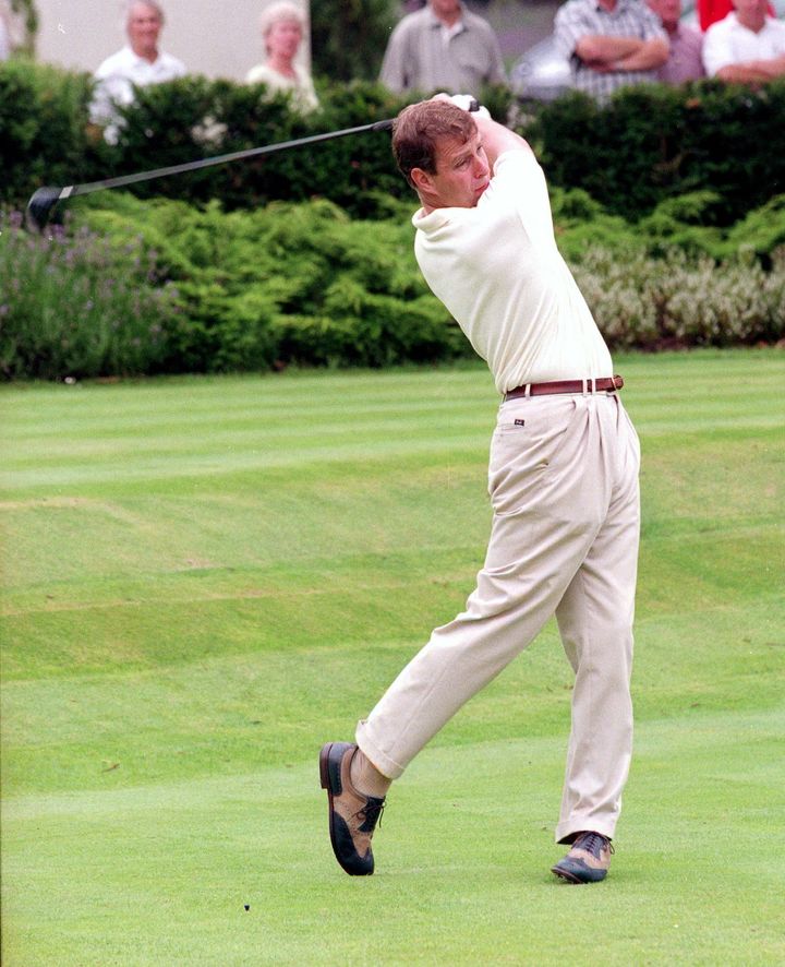 Prince Andrew playing golf at Wentworth Golf Club, Surrey, in 2005