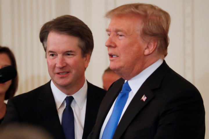 Kavanaugh and President Donald Trump after the announcement of his nomination to the Supreme Court, July 9.