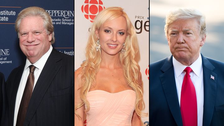 Elliott Broidy, left, Shera Bechard and Donald Trump. Broidy, a former deputy finance chairman of the Republican National Committee, and Bechard, a Playboy Playmate, had signed an agreement in 2017, which included a nondisclosure clause.