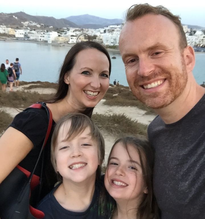 Matt Haig with his wife Andrea and their two children. 