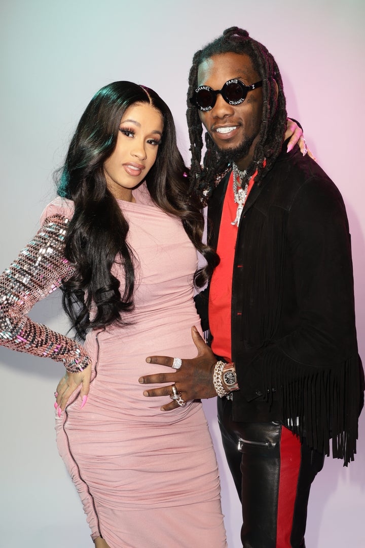 Cardi B, Offset backstage at the Mandalay Bay Resort and Casino.