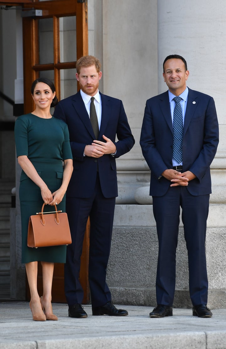 Prince Harry and Meghan Markle attend a meeting with Leo Varadkar, the Taoiseach (Ireland's prime minister).